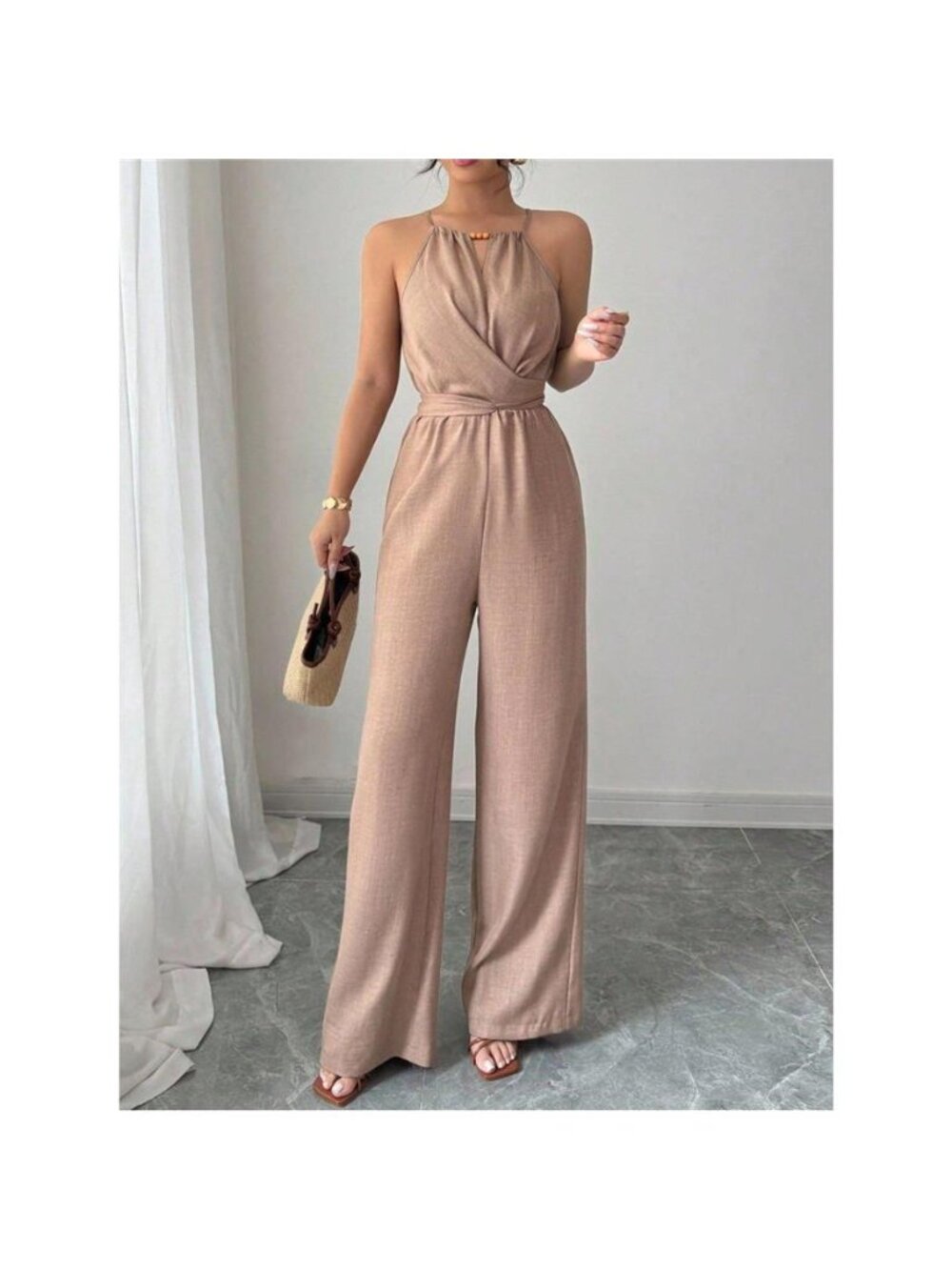 Sleeveless Tie Waist Wide-Leg Jumpsuit